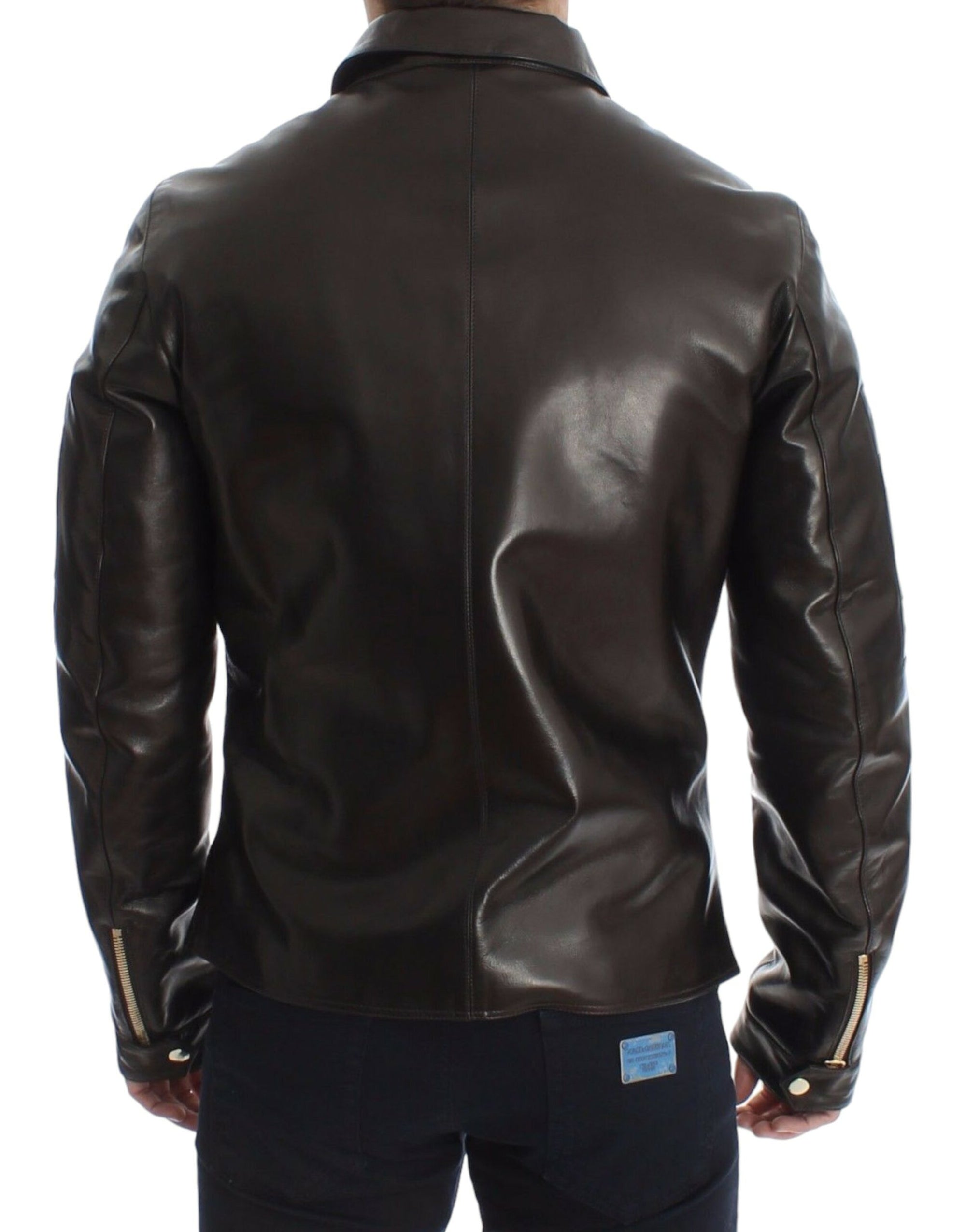 Dolce & Gabbana Collar Leather Jacket - Brown