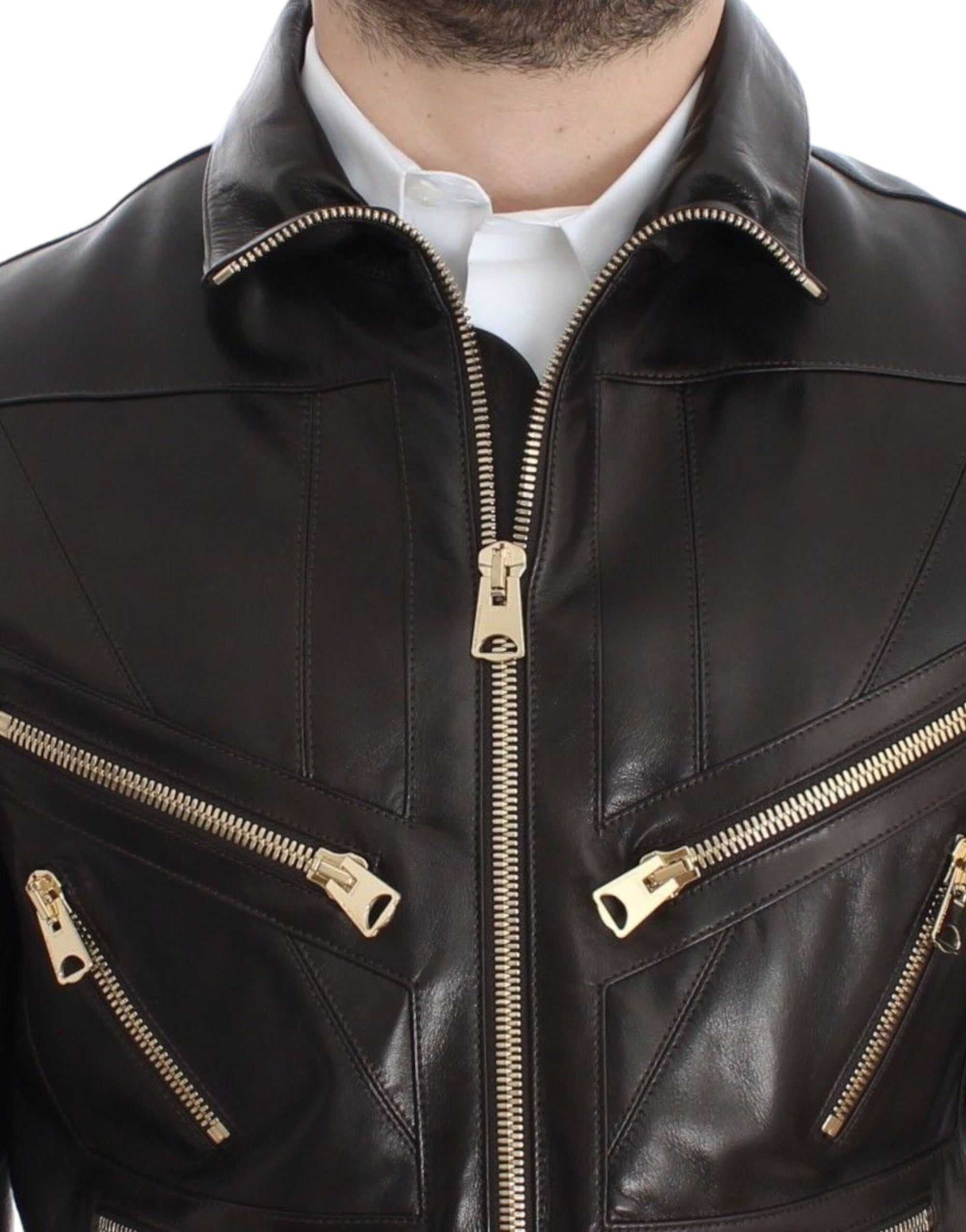 Dolce &amp; Gabbana Collar Leather Jacket - Brown