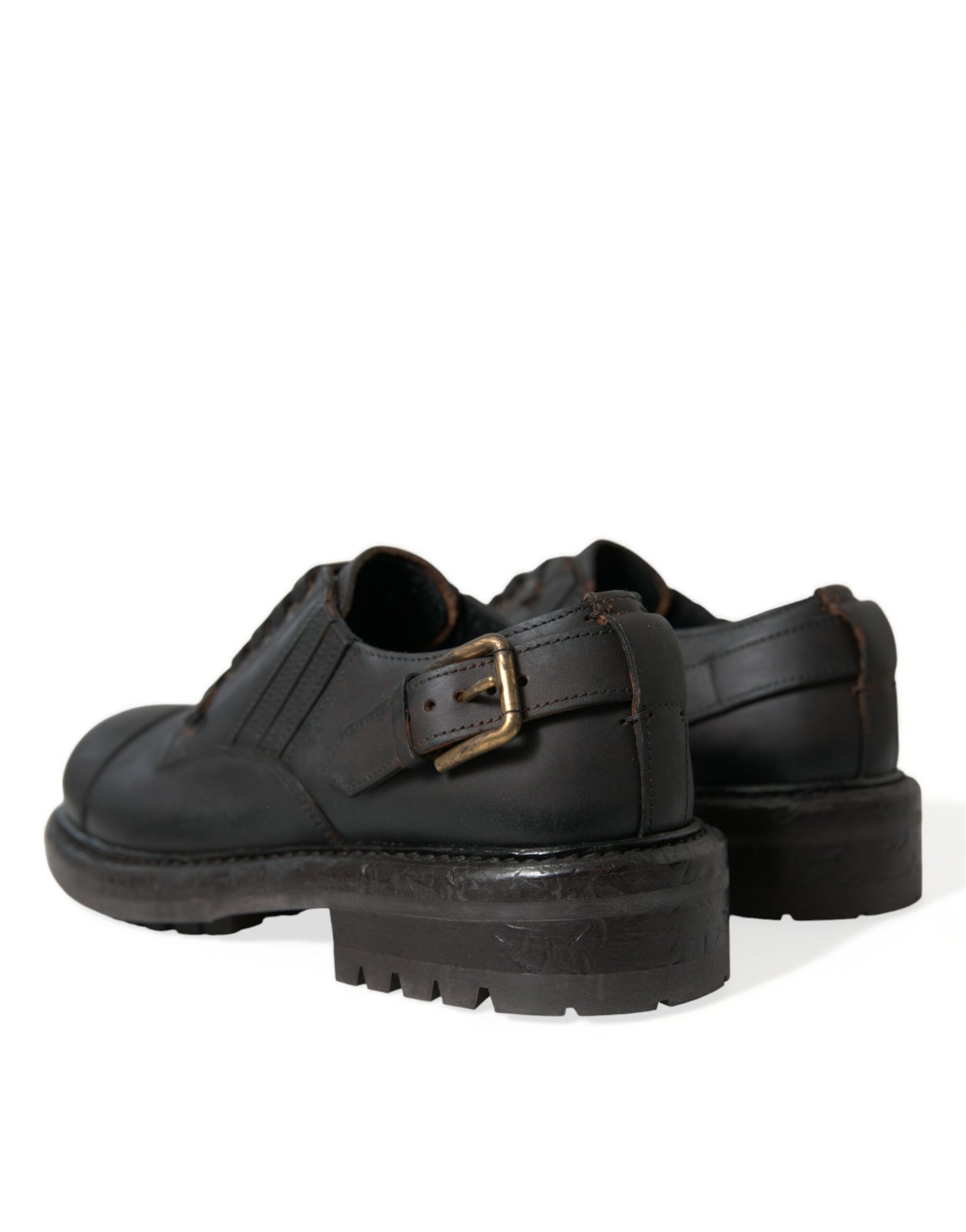 Brown Leather Lace-Up Derby Shoes