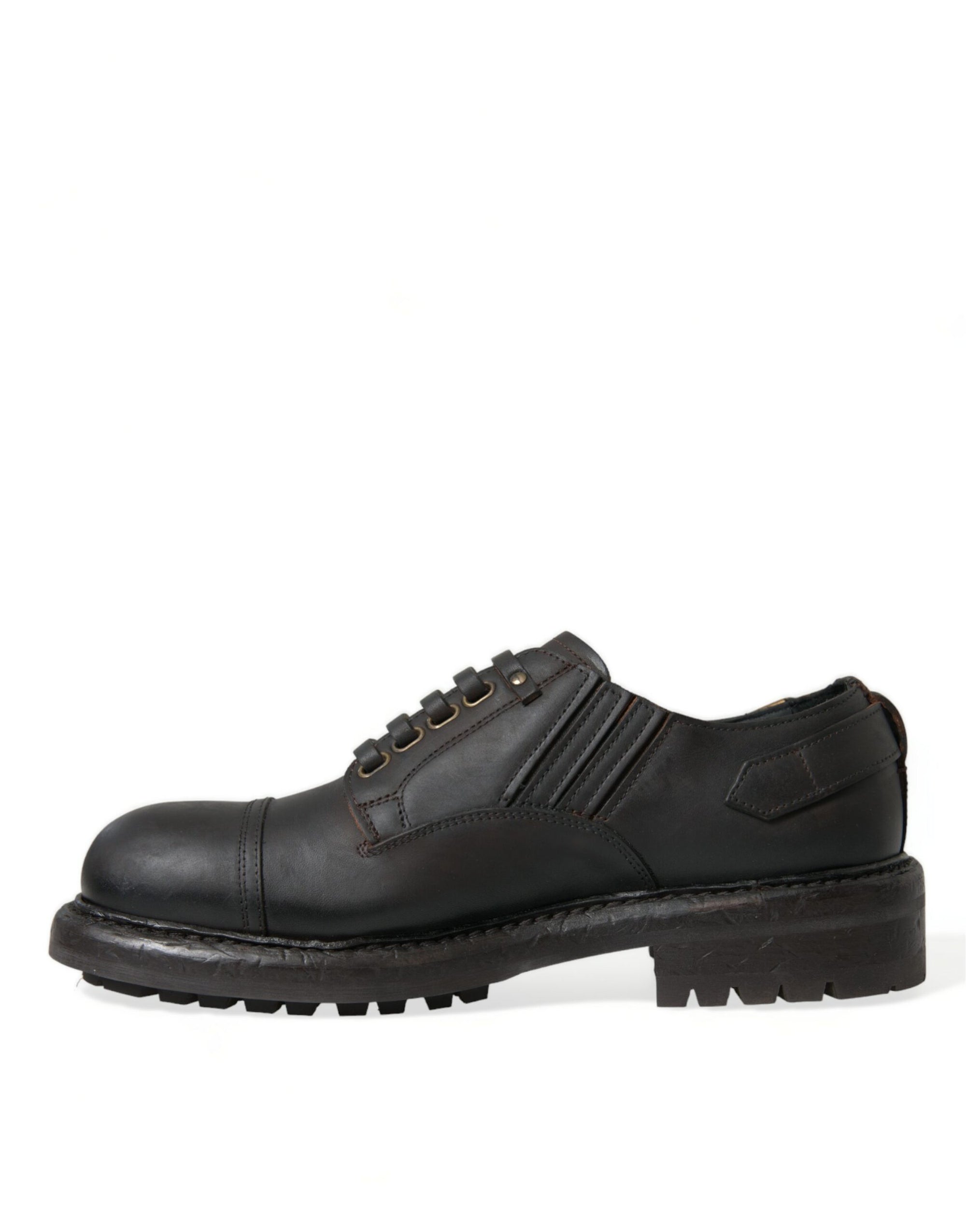 Brown Leather Lace-Up Derby Shoes