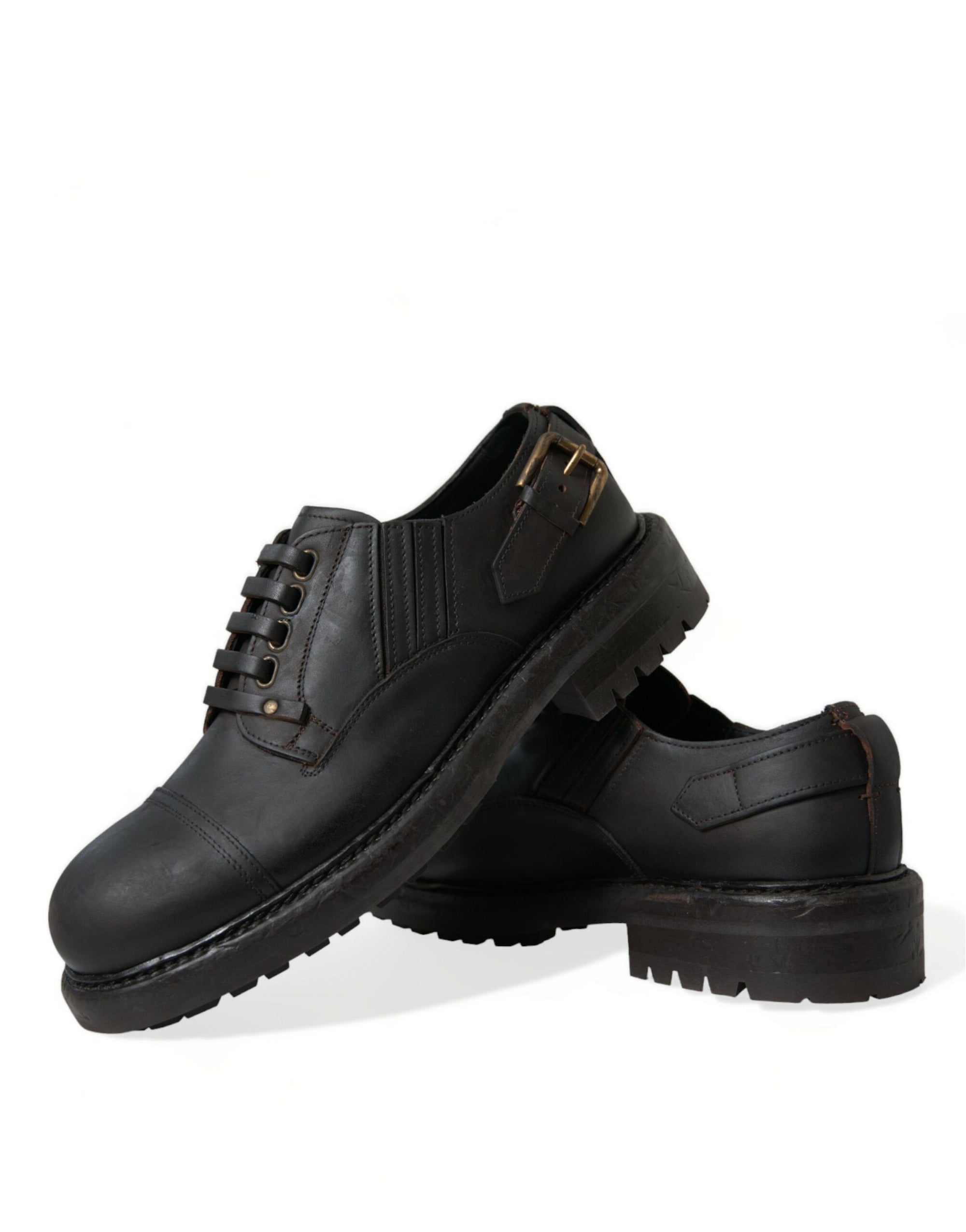 Brown Leather Lace-Up Derby Shoes