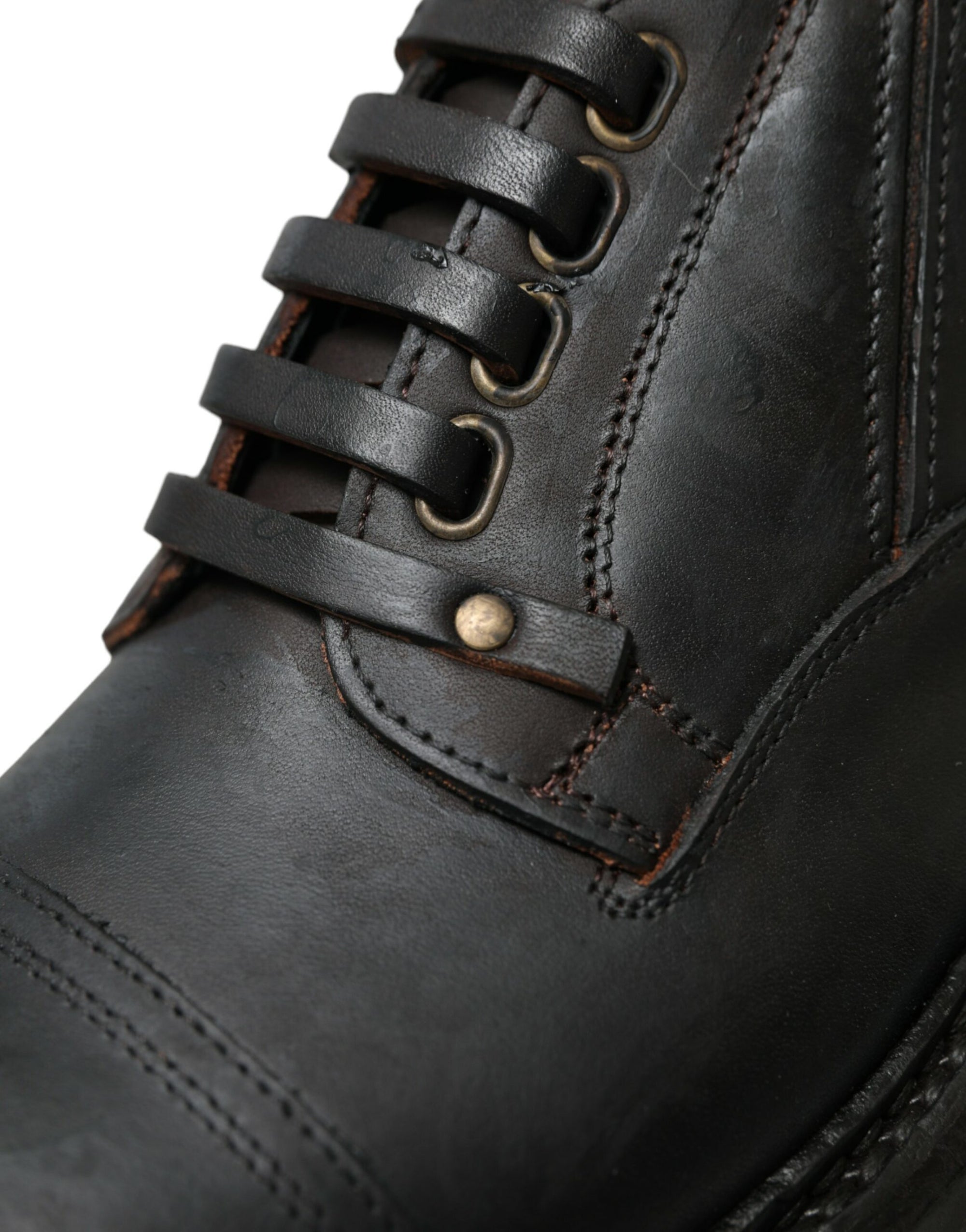 Brown Leather Lace-Up Derby Shoes