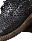 Dolce & Gabbana Black Woven Leather Lace-Up Casual Derby Shoes