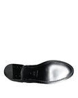 Dolce & Gabbana Black Leather Floral Lace Derby Shoes