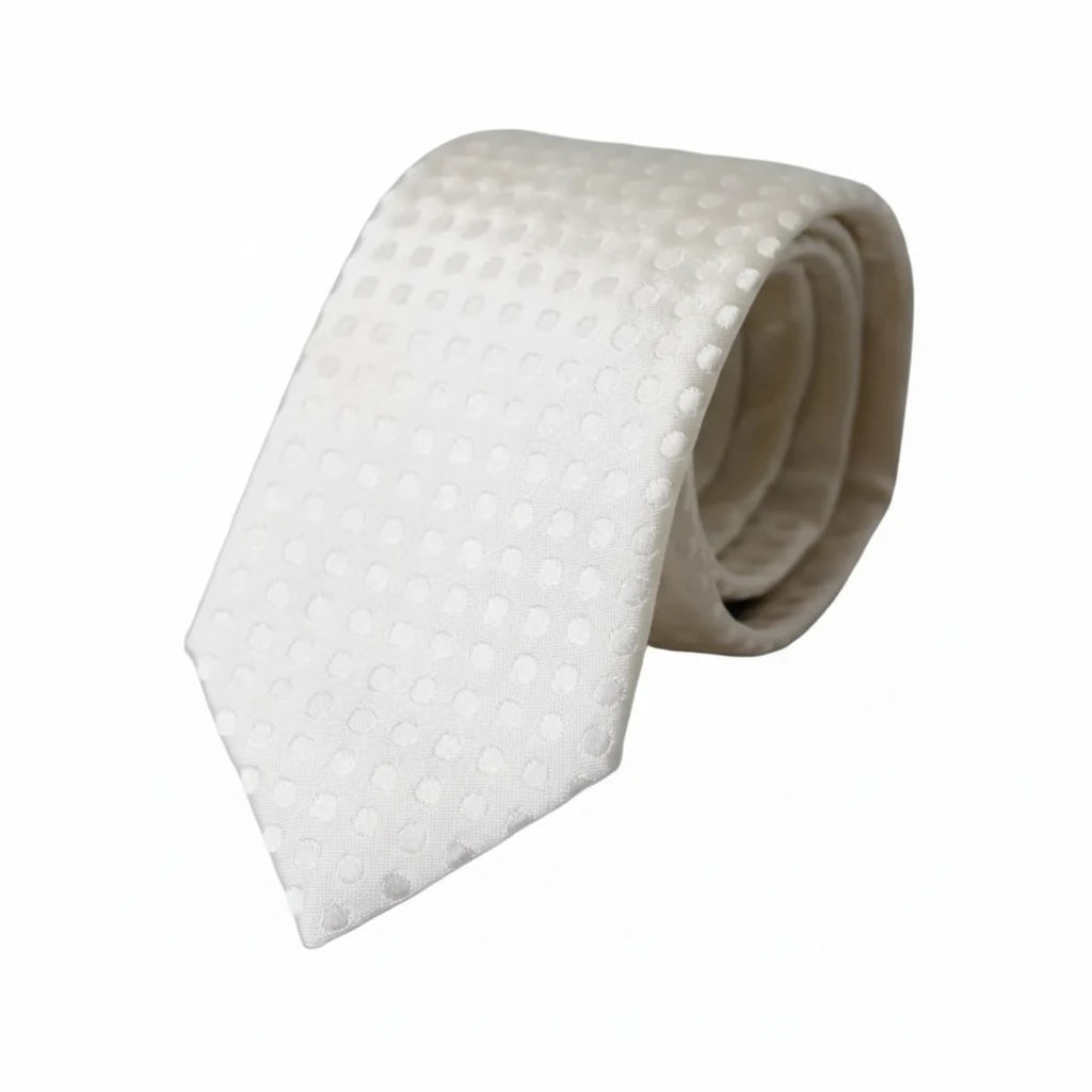 Dolce & Gabbana Dotted Silk Suit Tie - White