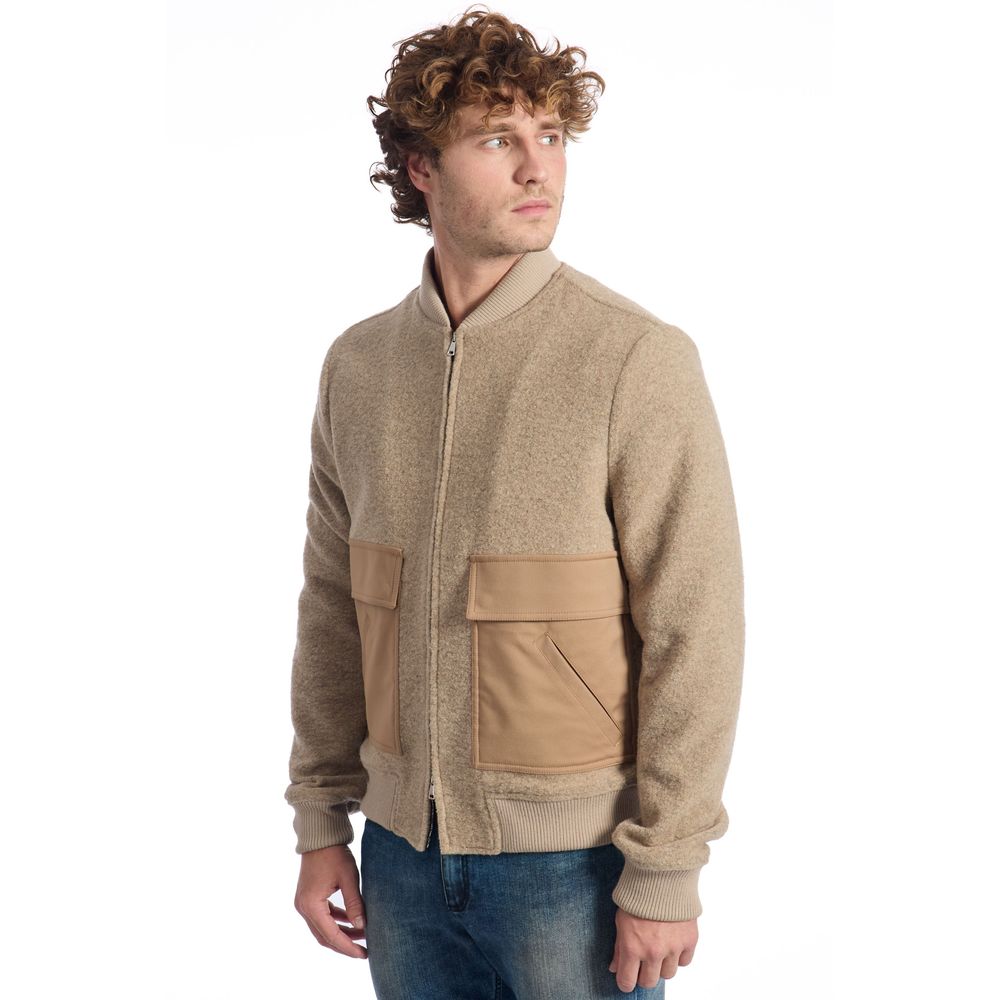 Roberto Pepe Luxury Wool-Marabou Jacket - Beige - Made In Italy