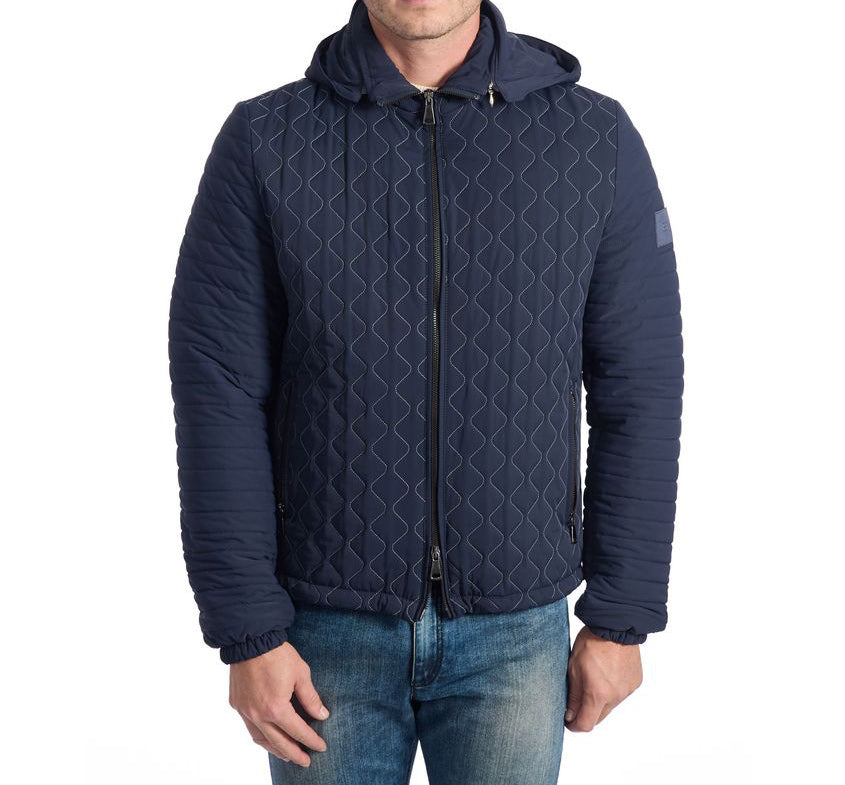 Roberto Pepe Luxury Hooded Quilted Jacket - Blue