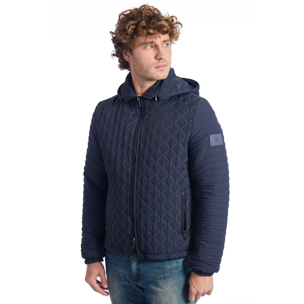Roberto Pepe Luxury Hooded Quilted Jacket - Blue