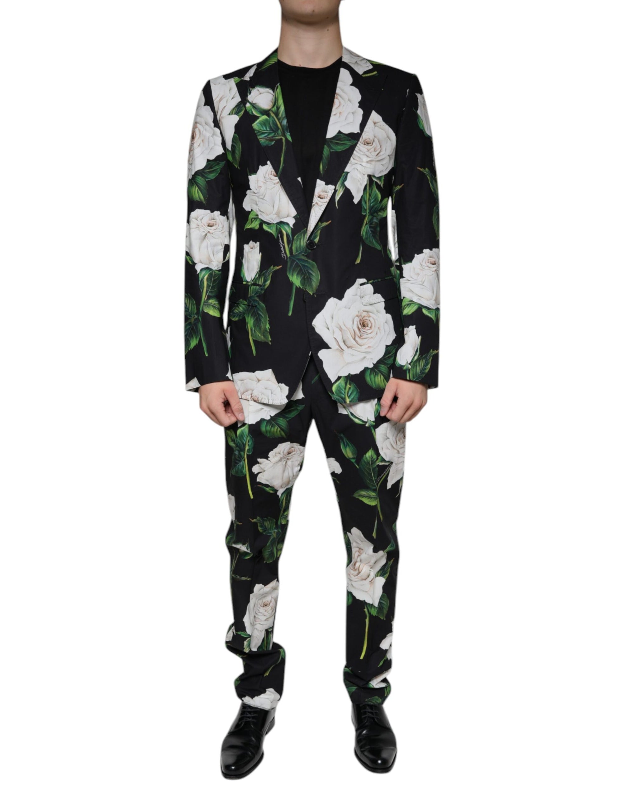 Dolce & Gabbana White Rose 2-Piece Suit 
