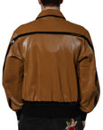 Dolce & Gabbana Collar Bomber Leather Jacket - Caramel