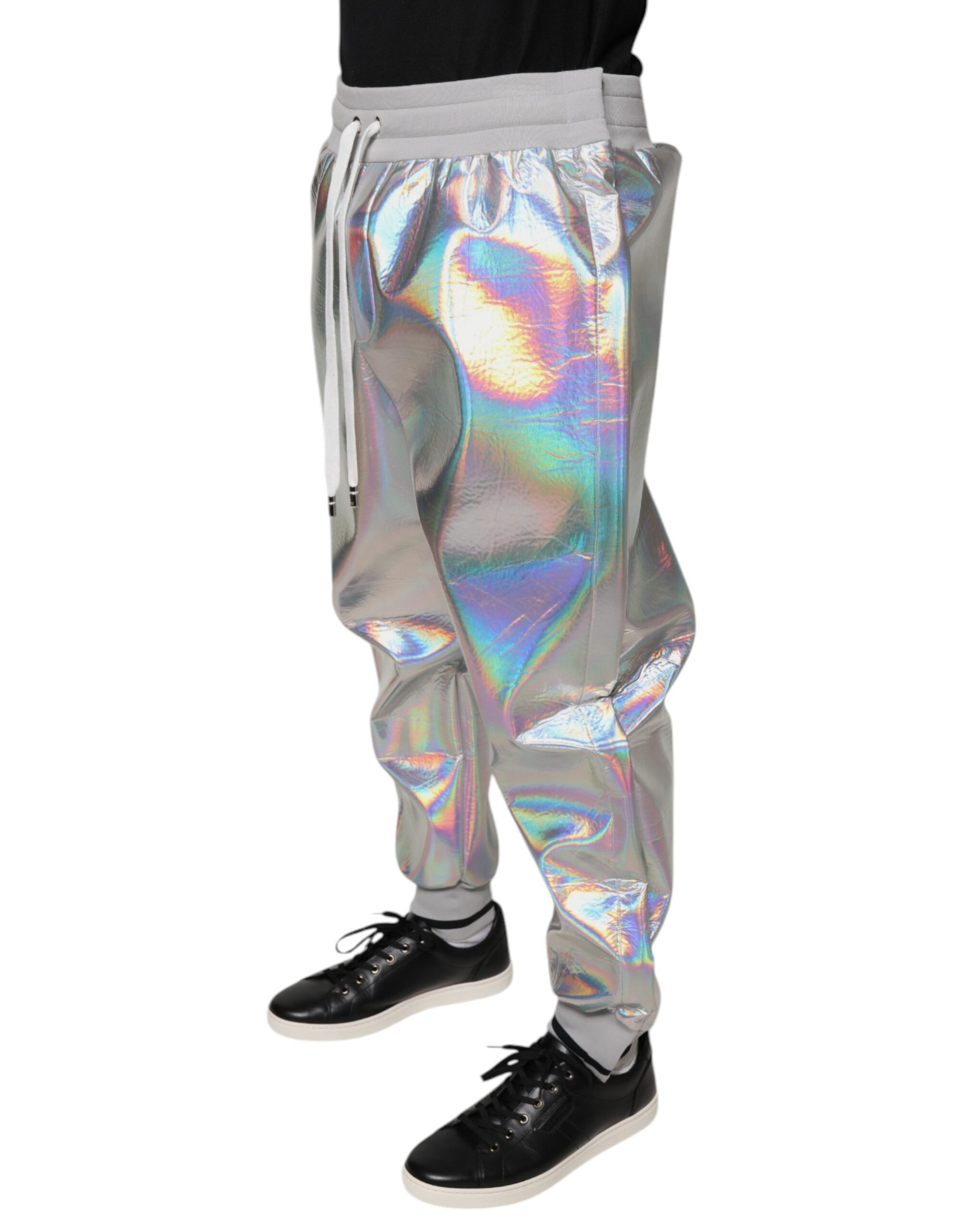 Dolce & Gabbana Silver Iridescent Metallic Jogger Pants