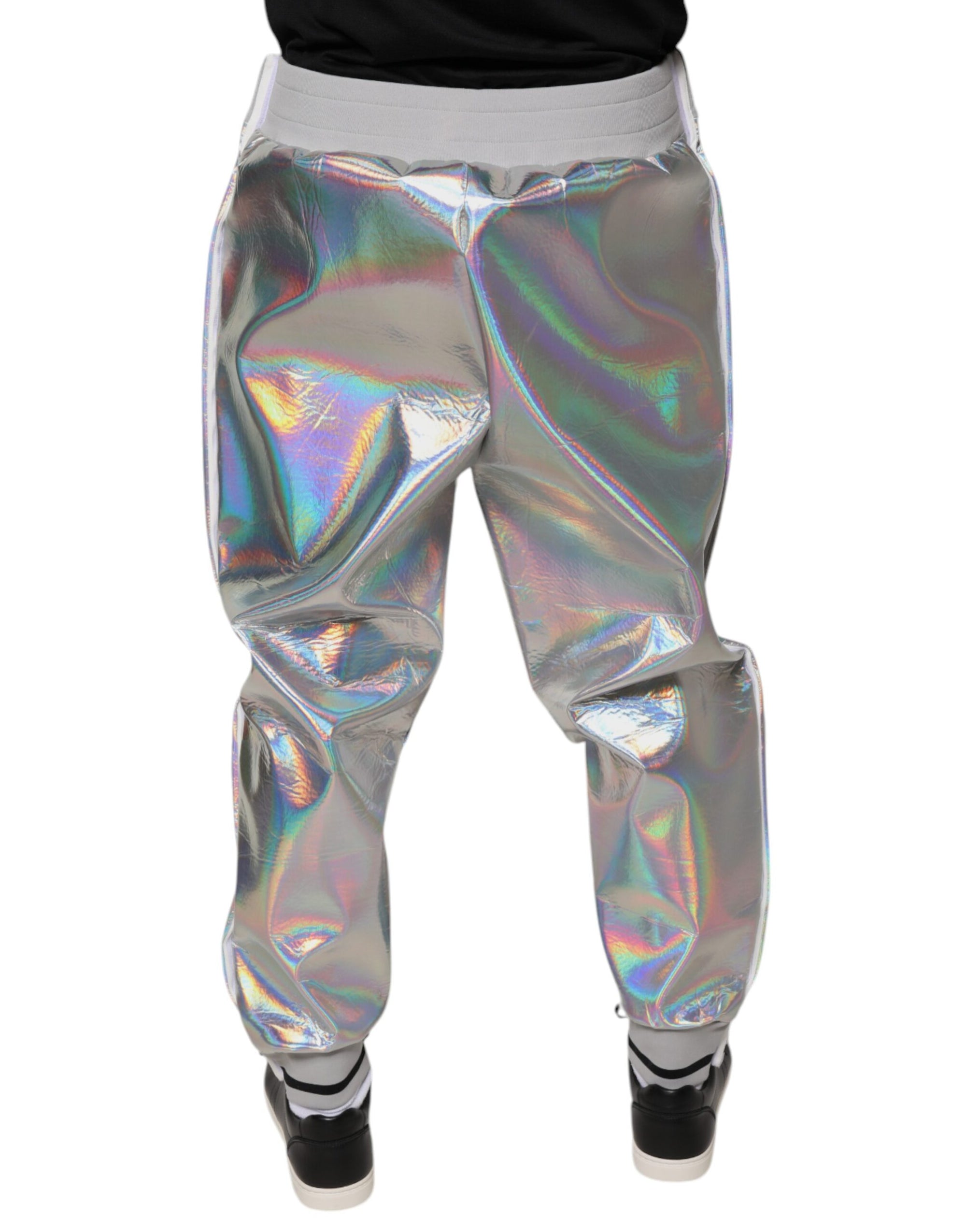 Dolce & Gabbana Silver Iridescent Metallic Jogger Pants