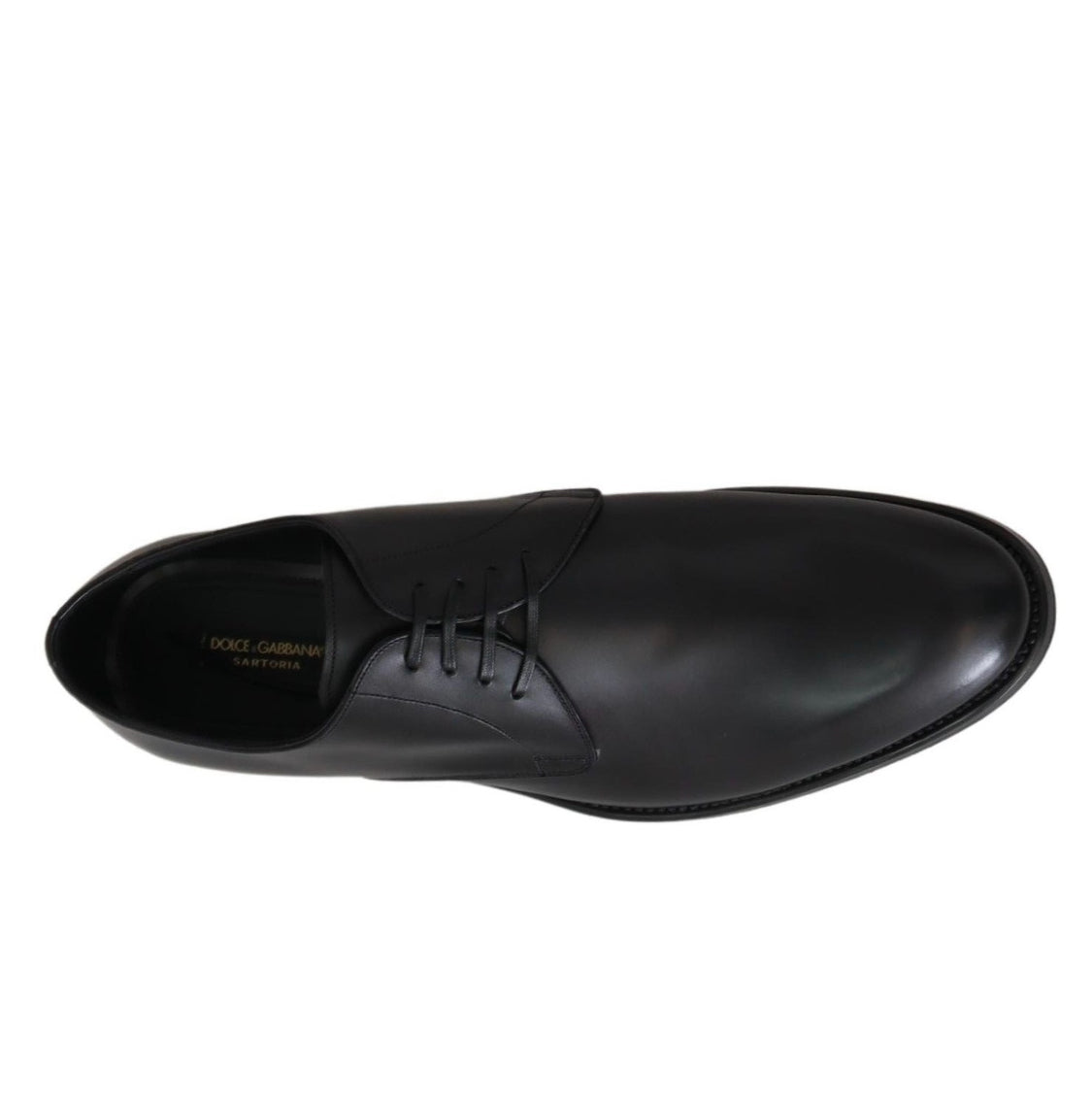 Dolce & Gabbana Black Leather Sartoria Handcrafted Derby Lace-Up Shoes
