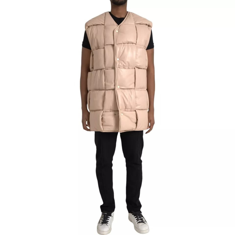 Bottega Veneta Quilted Sleeveless Leather Jacket - Beige