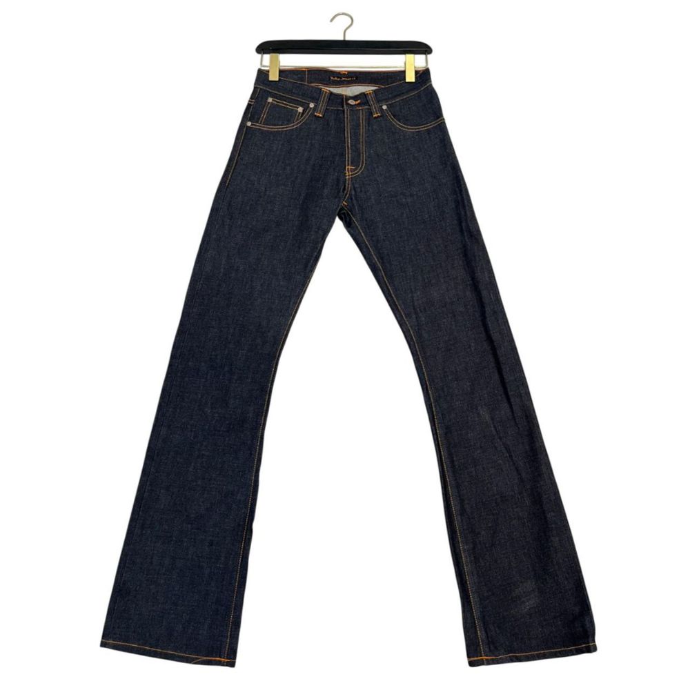 Nudie Jeans Indigo Blue Straight Leg Slight Flare Denim Jeans - Made In Italy