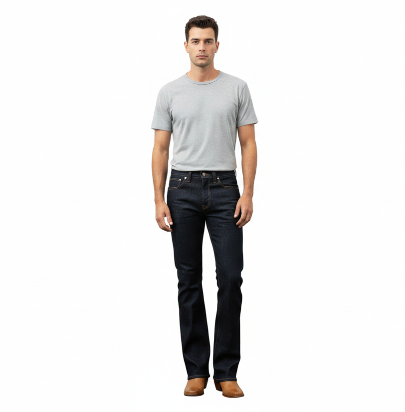 Nudie Jeans Indigo Blue Straight Leg Slight Flare Denim Jeans - Made In Italy