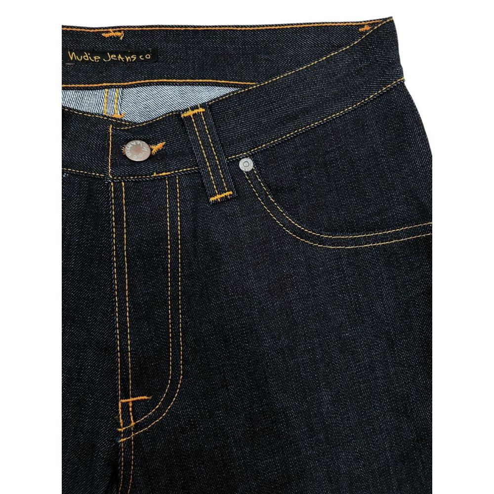 Nudie Jeans Indigo Blue Straight Leg Slight Flare Denim Jeans - Made In Italy
