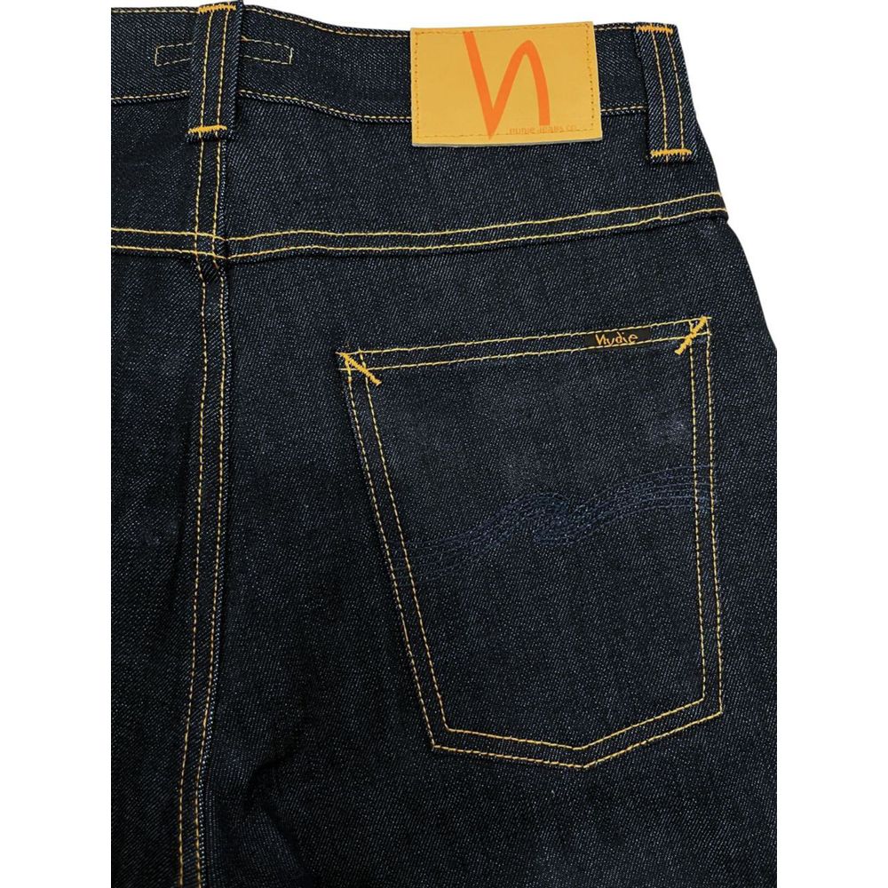 Nudie Jeans Indigo Blue Straight Leg Slight Flare Denim Jeans - Made In Italy