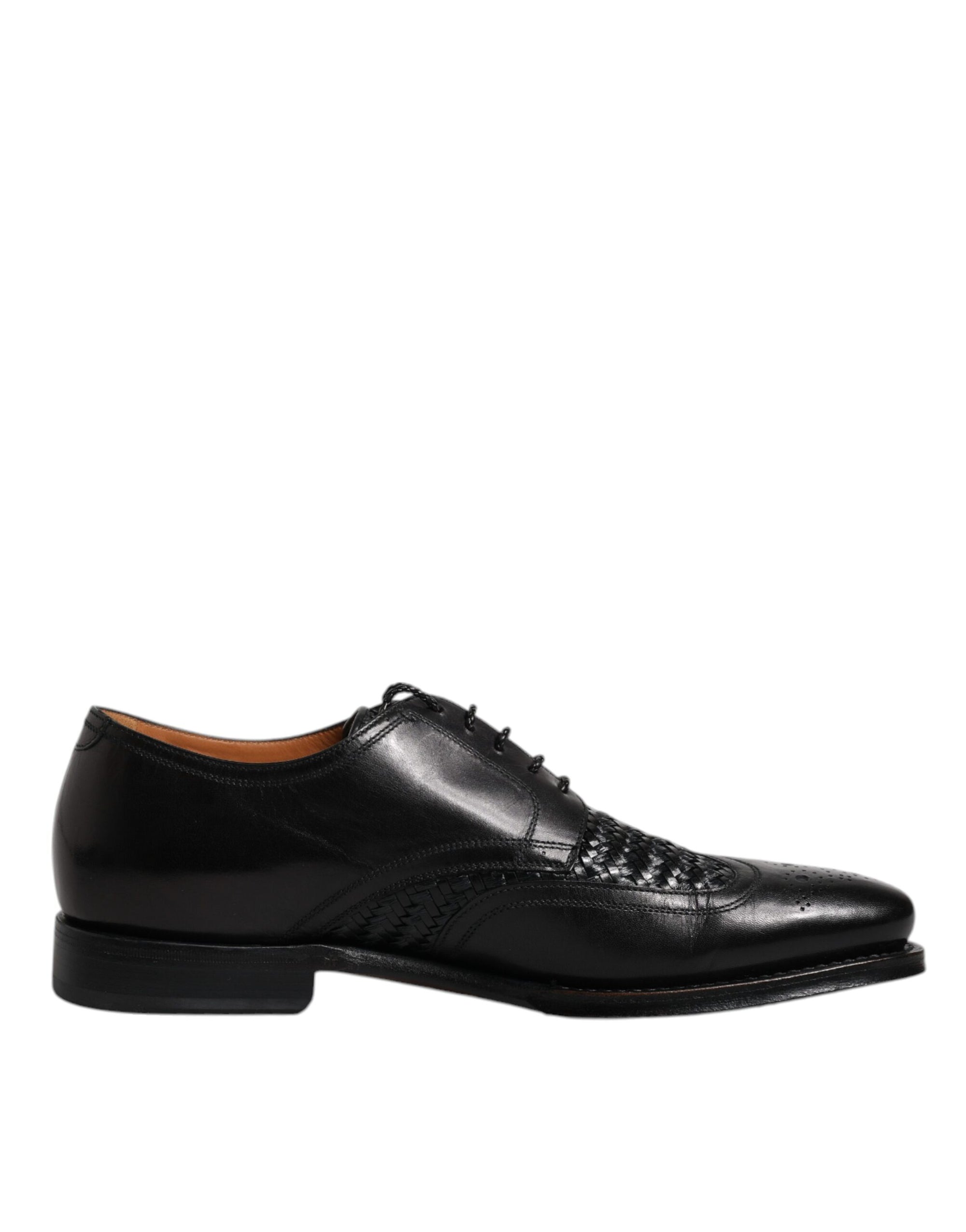 Dolce &amp; Gabbana Black Leather Derby Wingtip Dress Shoes