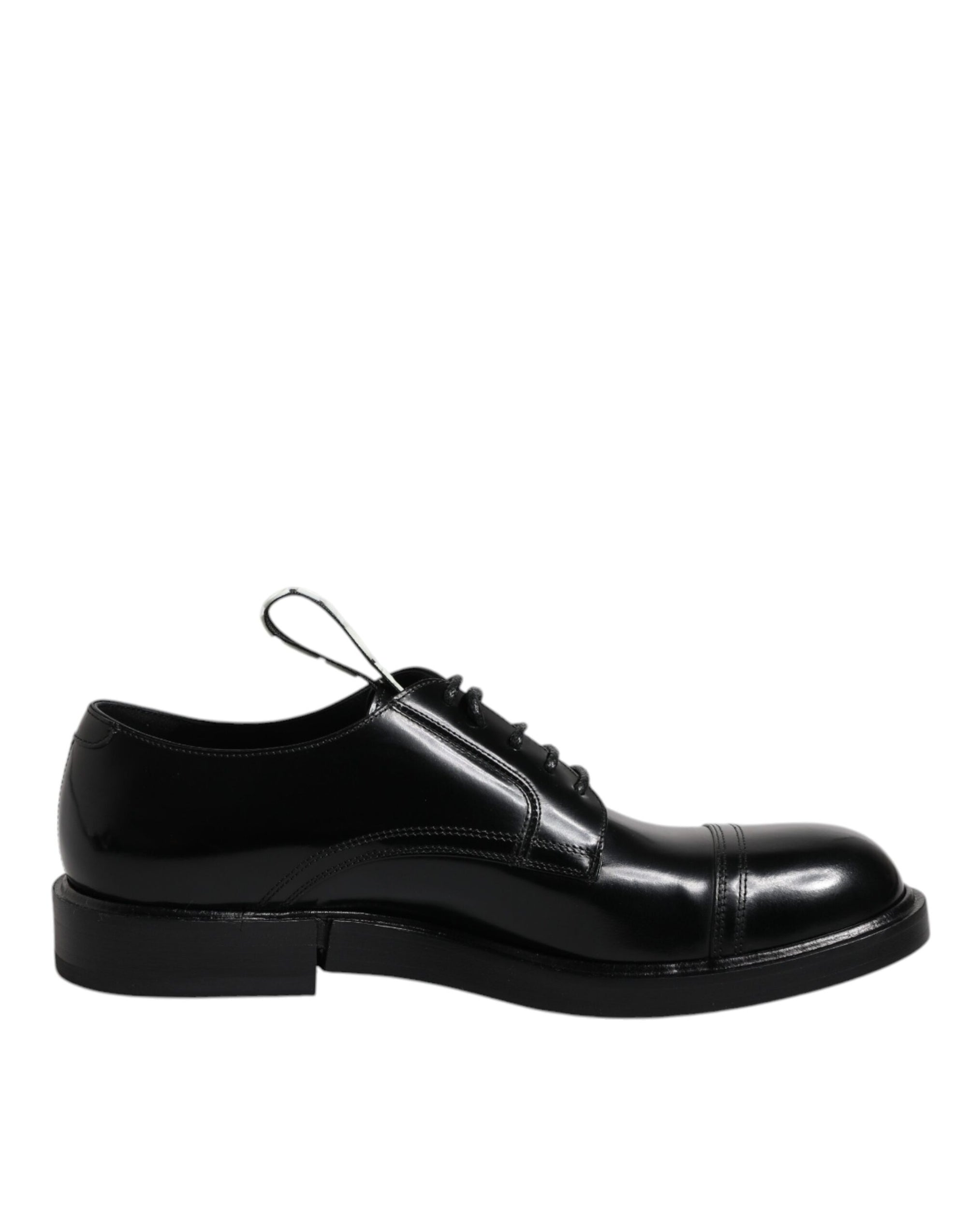 Dolce &amp; Gabbana Black Patent Leather Derby Lace-Up Dress Shoes