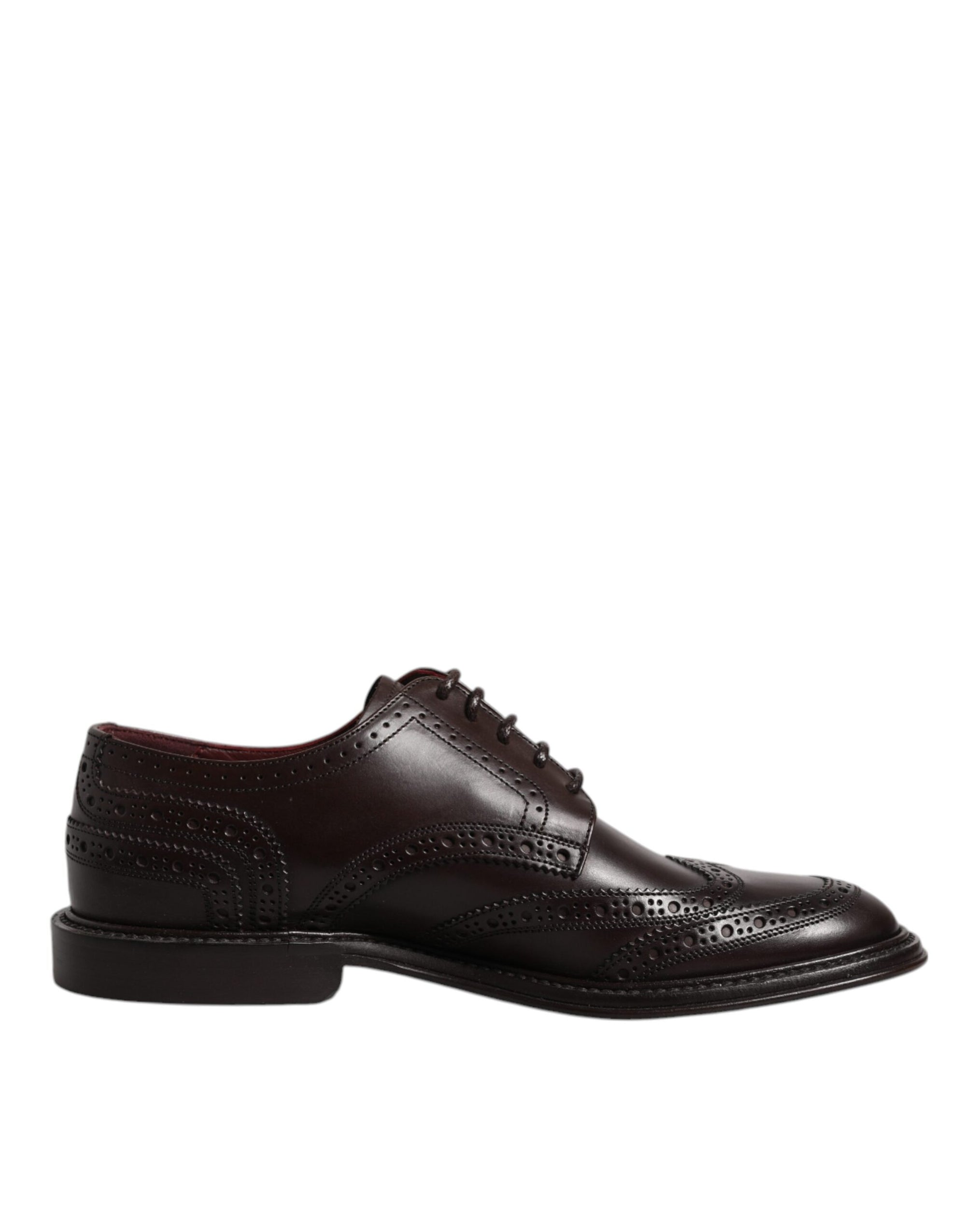 Dolce &amp; Gabbana Brown Leather Derby Wingtip Dress Shoes