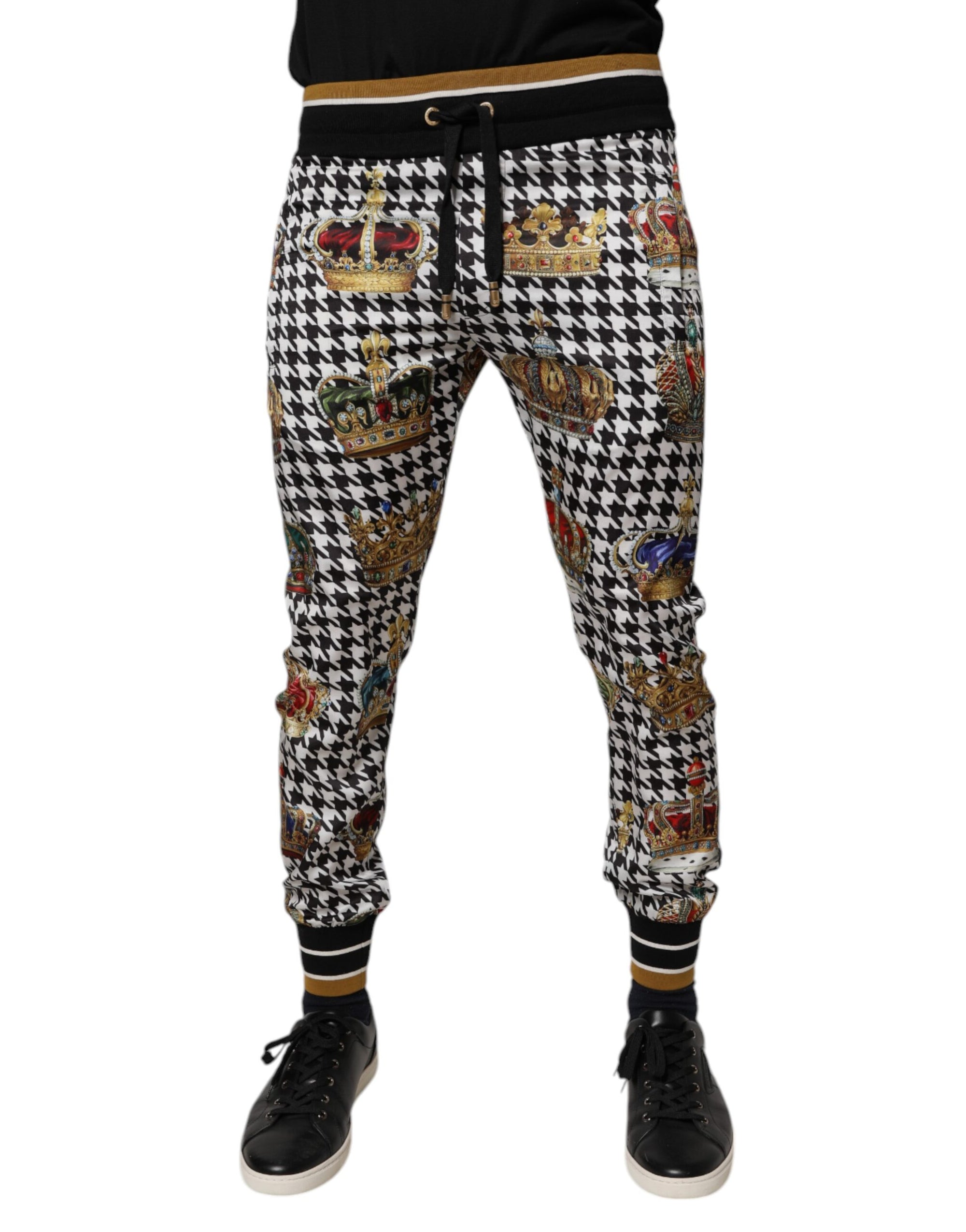 Dolce & Gabbana Houndstooth Crown Print Jogger Pants