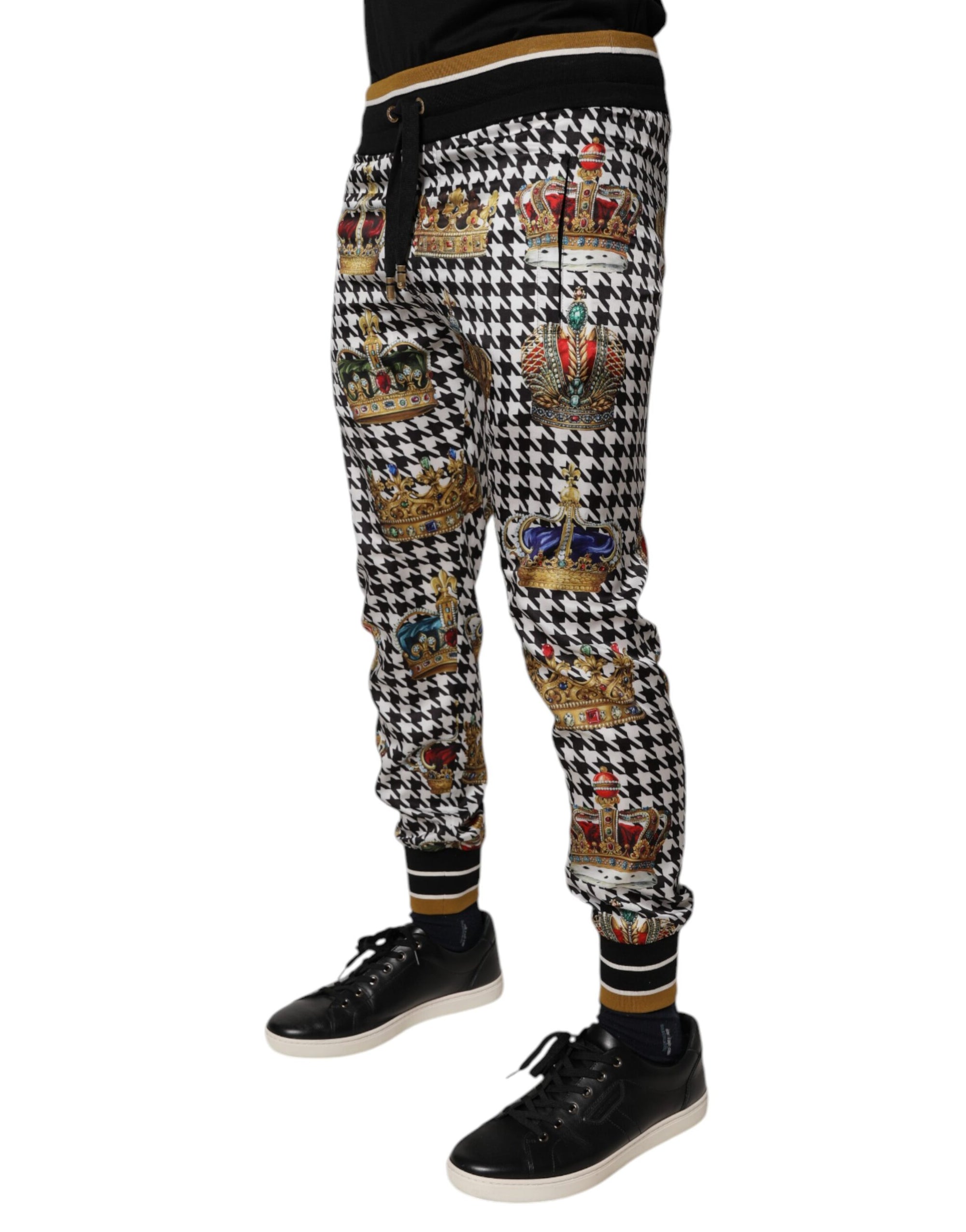 Dolce & Gabbana Houndstooth Crown Print Jogger Pants