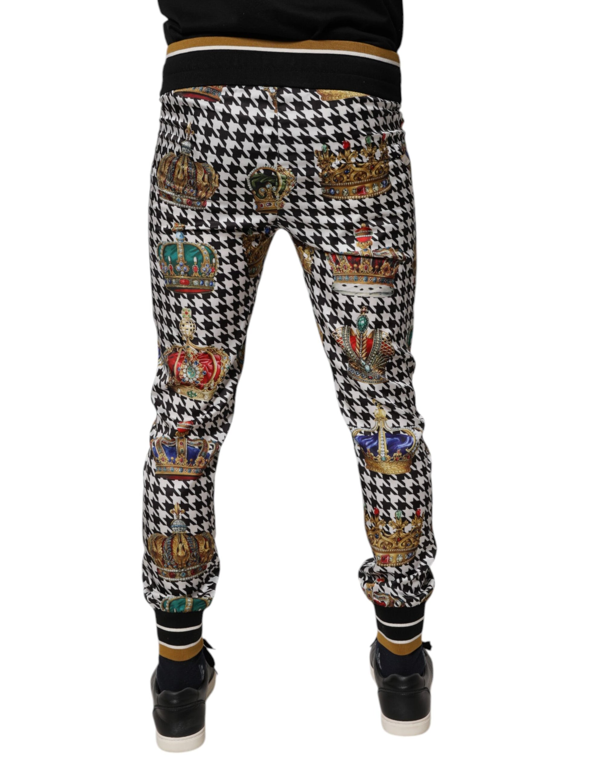 Dolce & Gabbana Houndstooth Crown Print Jogger Pants