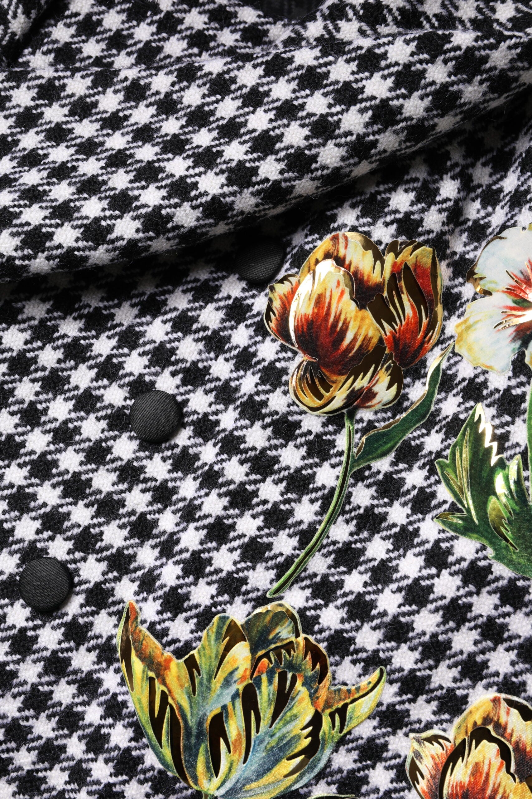 Dolce &amp; Gabbana Blooms &amp; Houndstooth Cape Coat