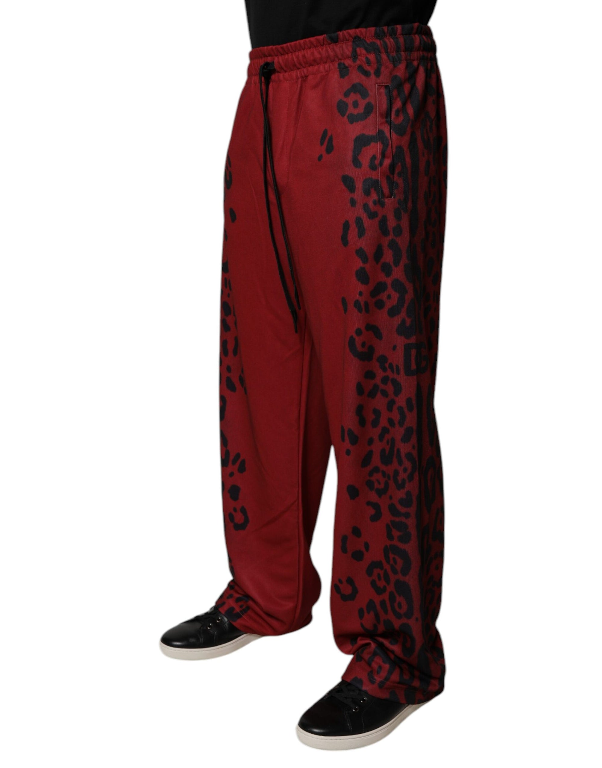 Dolce & Gabbana Black Red Leopard Sweatpants