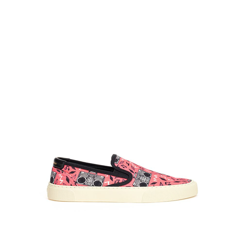Saint Laurent Retro Art Canvas Slip On Sneakers