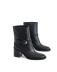 Burberry Black Leather Heeled Midi Ankle Boots