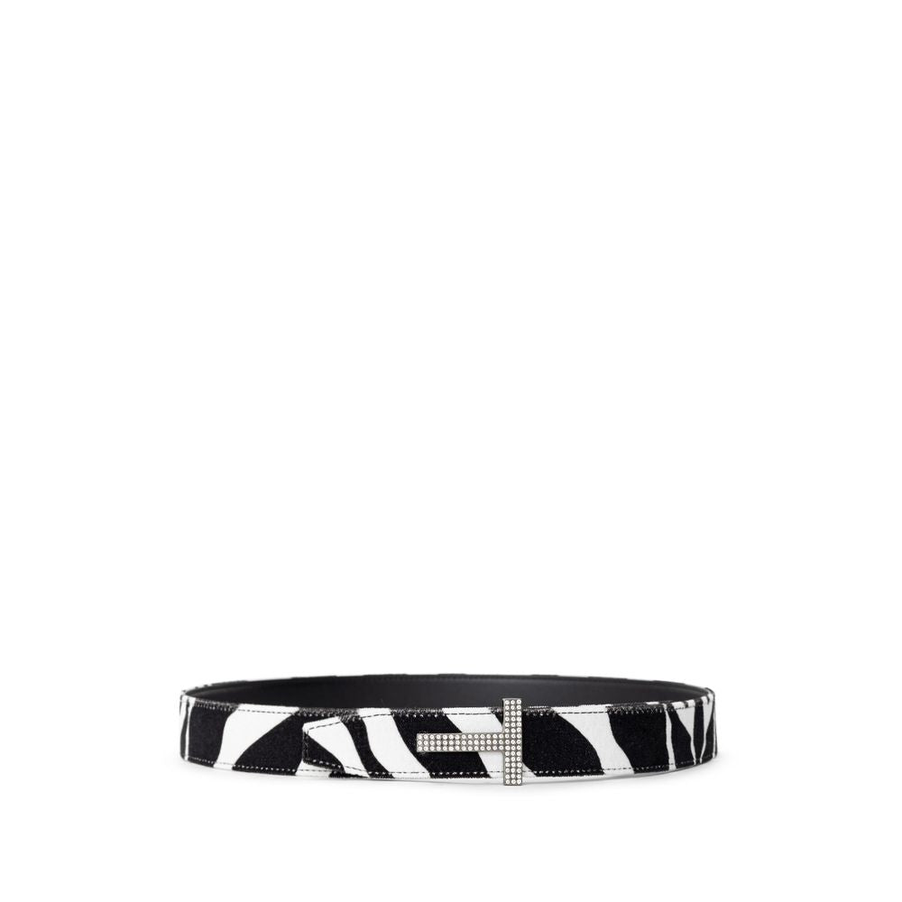 Tom Ford Black And White Zebra Stripe Leather Belt