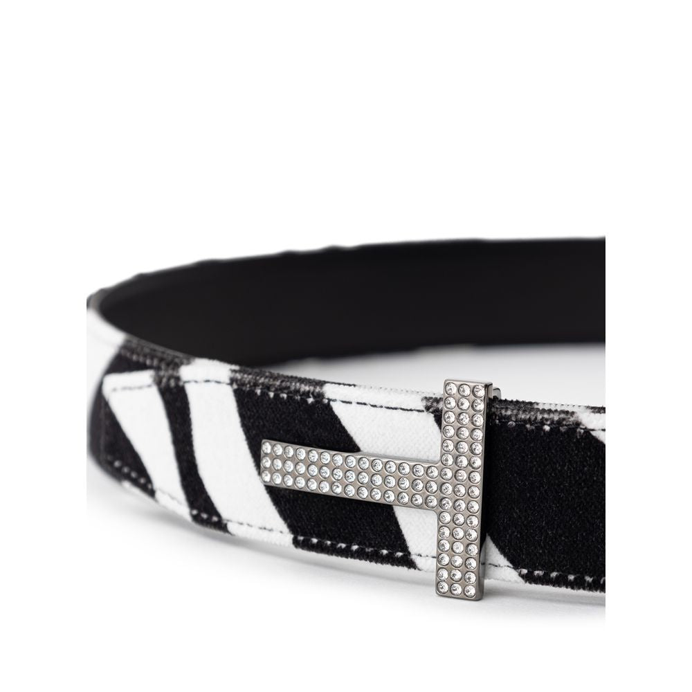 Tom Ford Black And White Zebra Stripe Leather Belt
