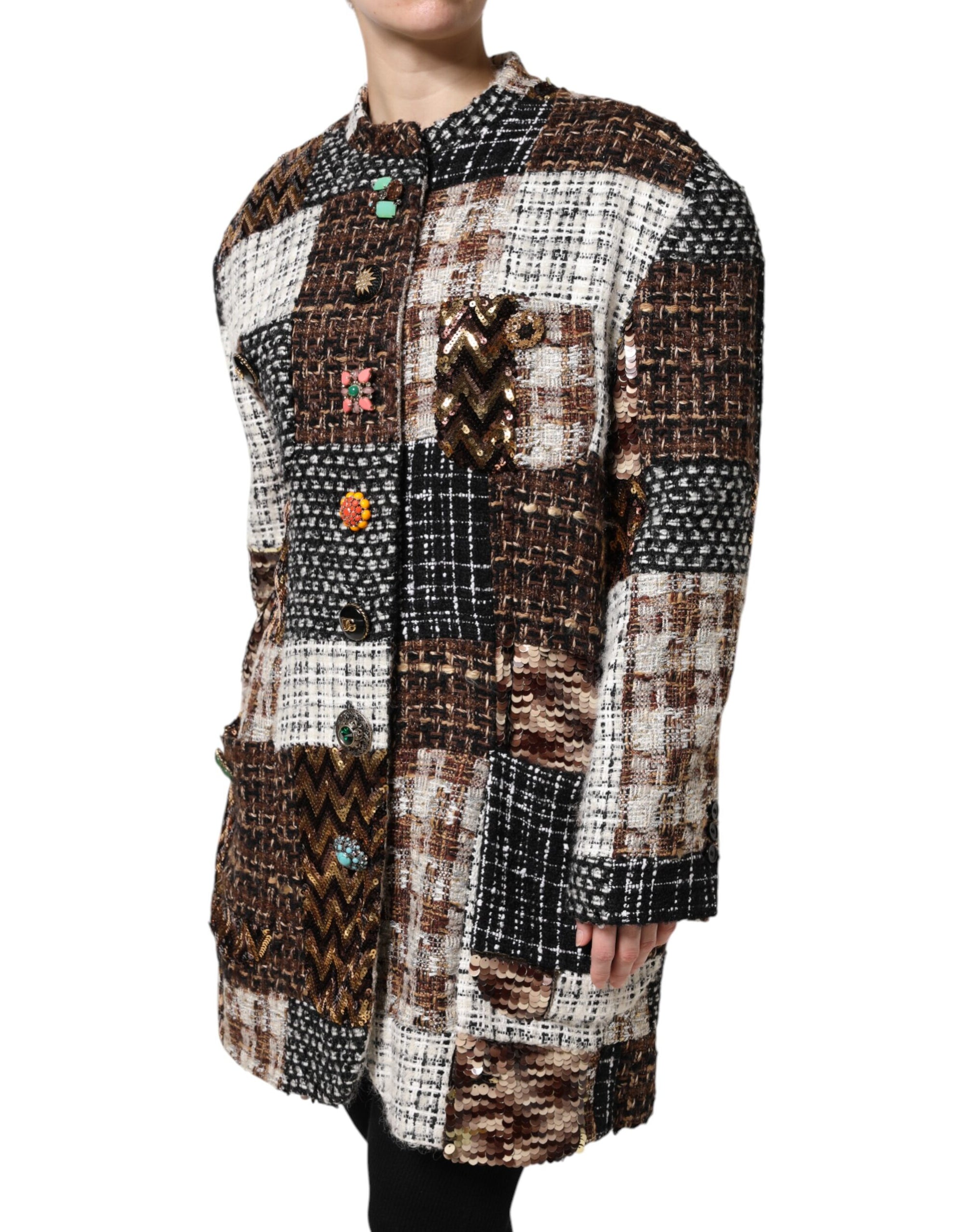 Dolce & Gabbana Patchwork & Mismatch Button Coat