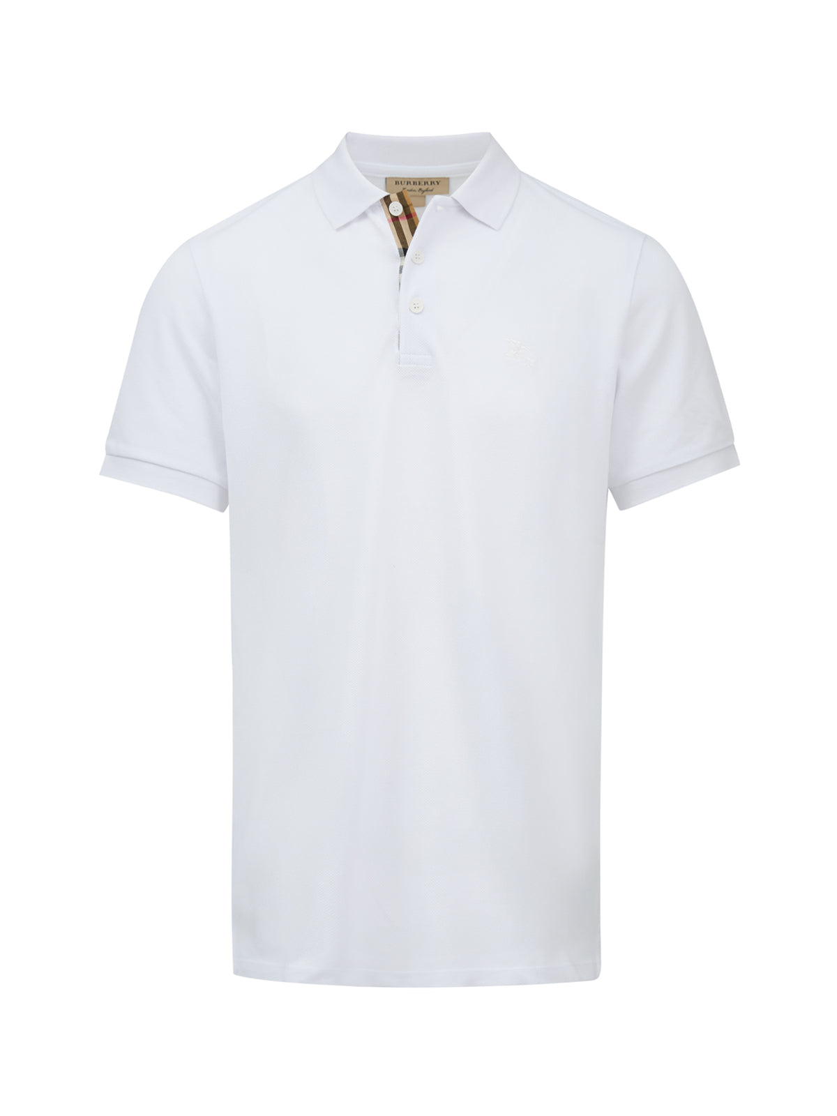 checked placket cotton polo top