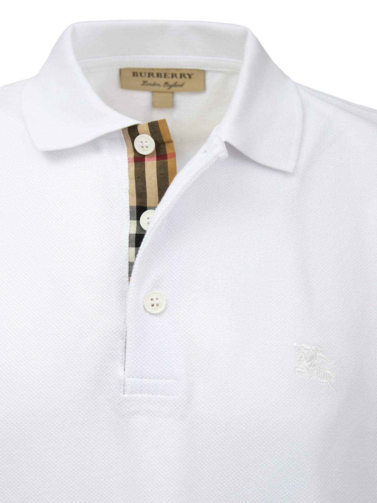 checked placket cotton polo top