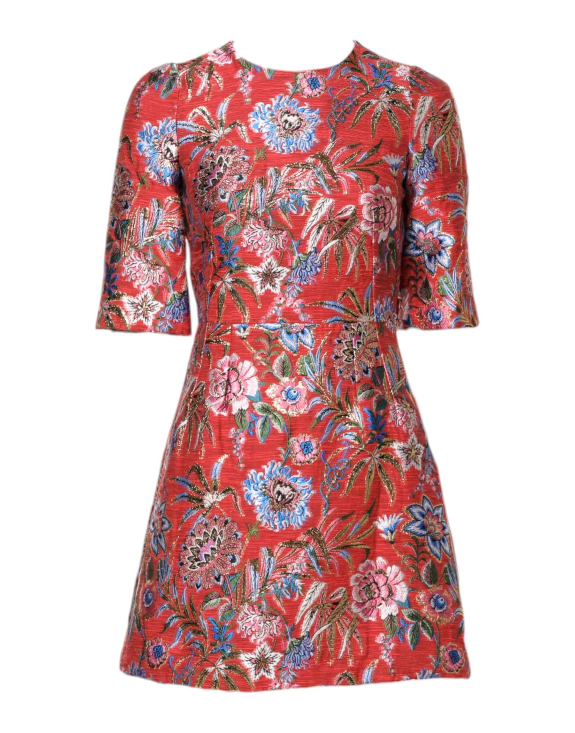 Dolce & Gabbana Floral Jacquard A-line Mini Dress - Red