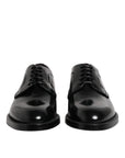Dolce & Gabbana Black Leather Lace-Up Derby Formal Shoes