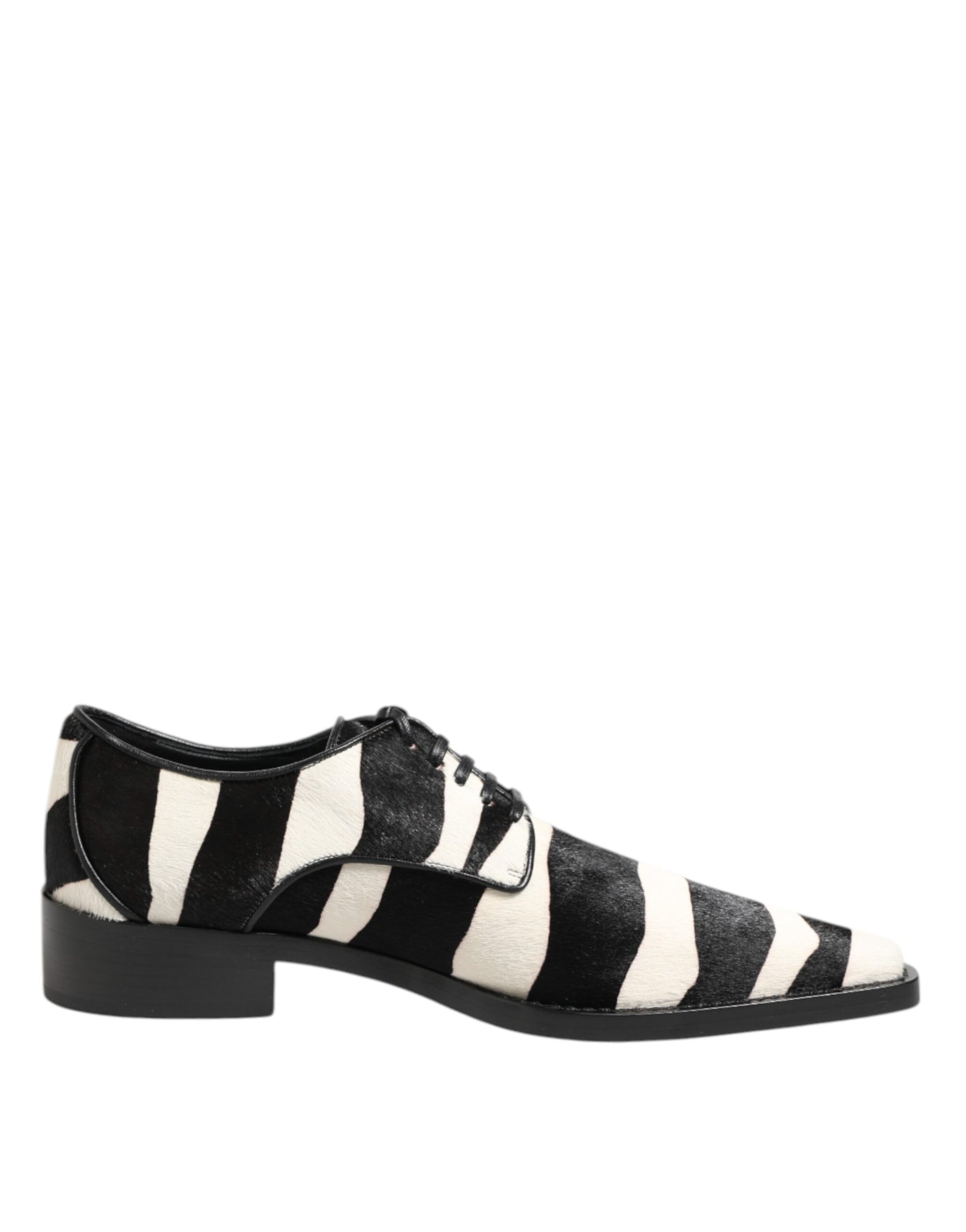 Dolce & Gabbana Black & White Zebra Stripe Derby Formal Shoes