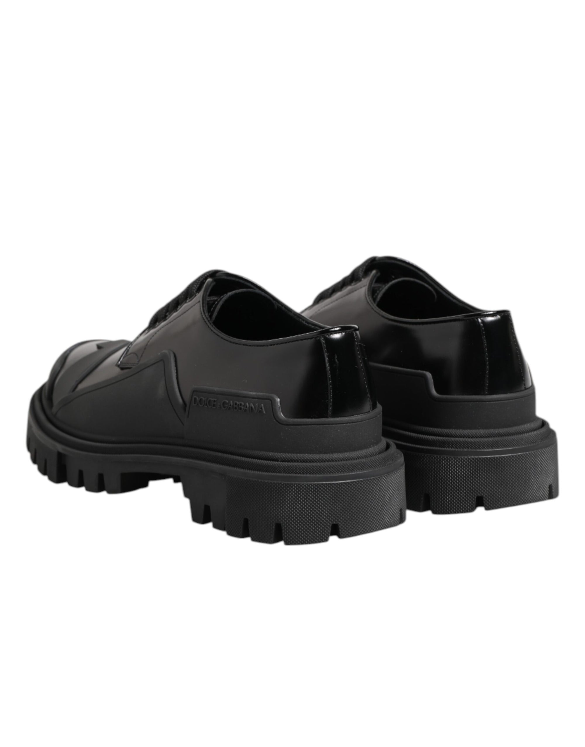 Dolce & Gabbana Black Patent Leather Casual Derby Shoes
