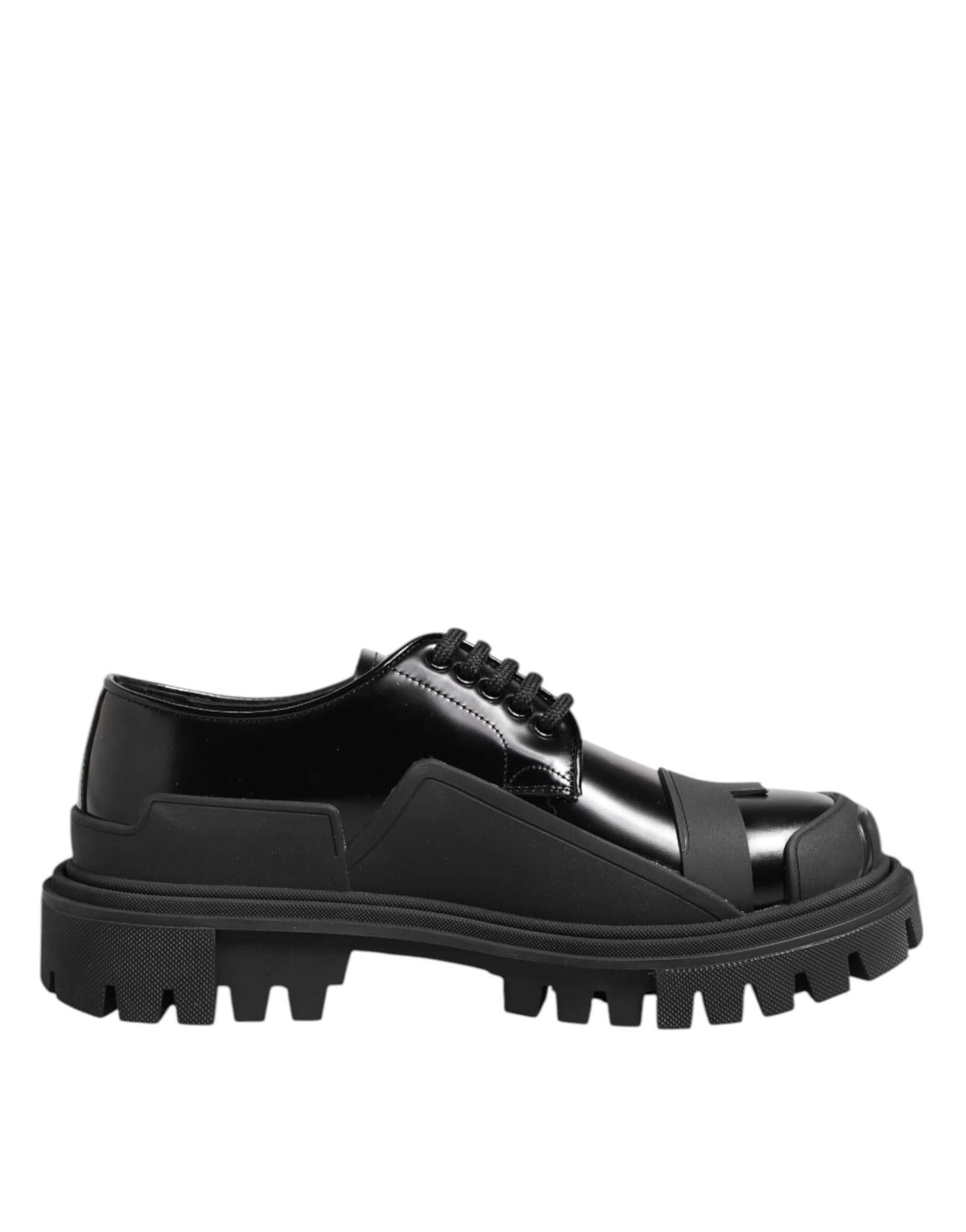 Dolce & Gabbana Black Patent Leather Casual Derby Shoes