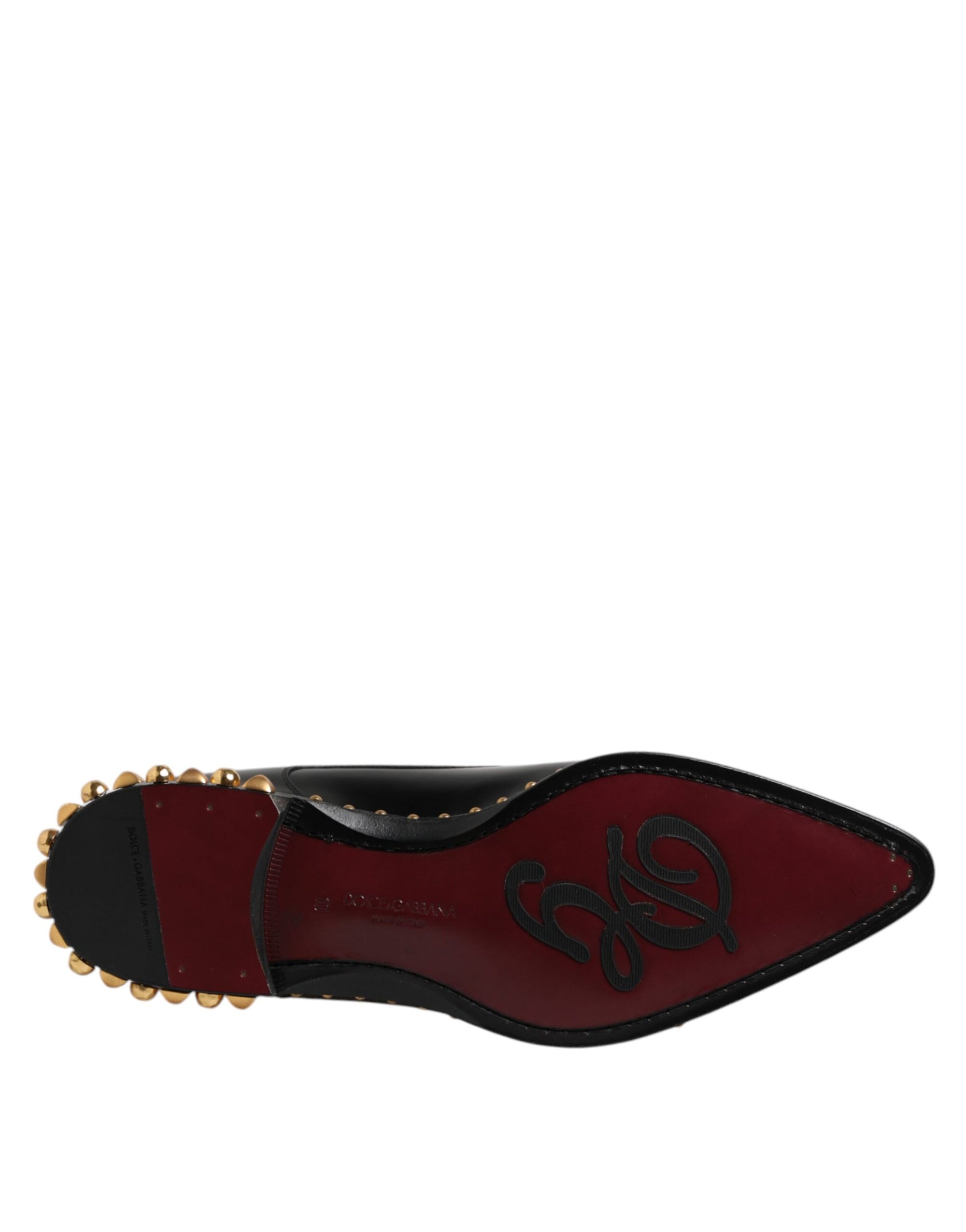 Dolce &amp; Gabbana Black Leather Studded Derby Dress Shoes