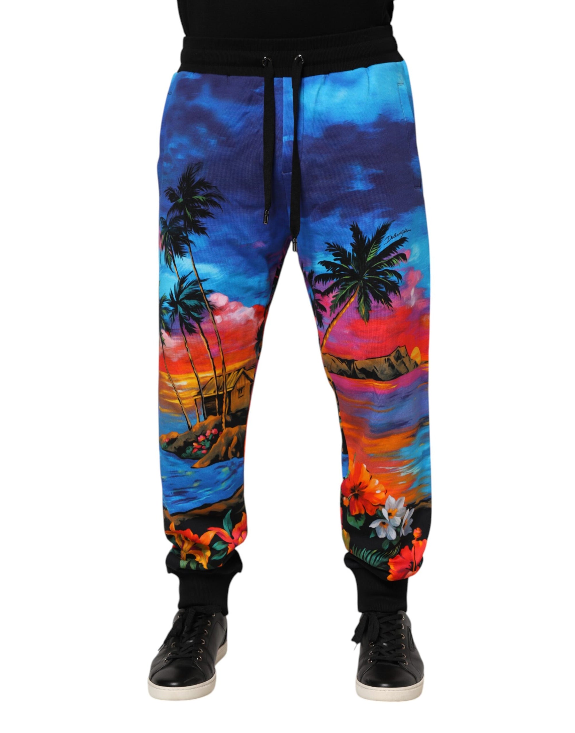Dolce & Gabbana Blue Hawaiian Jogger Pants
