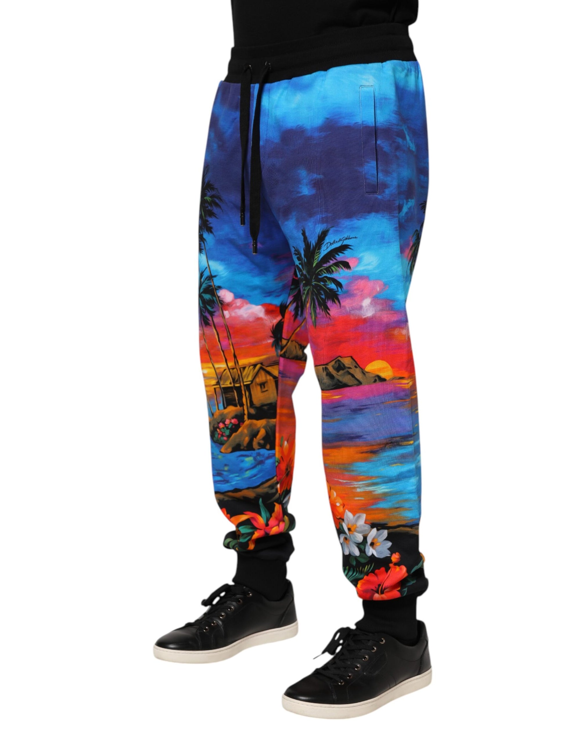 Dolce & Gabbana Blue Hawaiian Jogger Pants