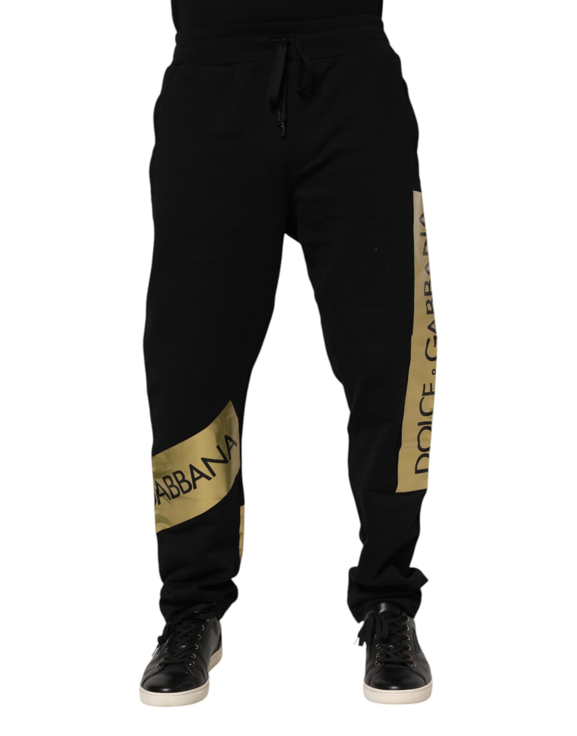 Dolce & Gabbana Black Gold Logo Jogger Pants