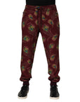 Dolce & Gabbana Burgundy Peacock Feather Jogger Pants