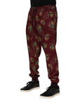 Dolce & Gabbana Burgundy Peacock Feather Jogger Pants