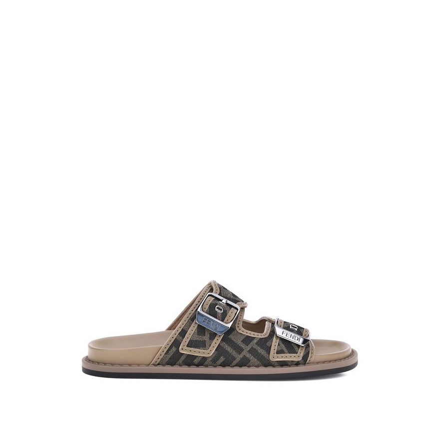 Fendi FF Double Buckle Flat Sandals