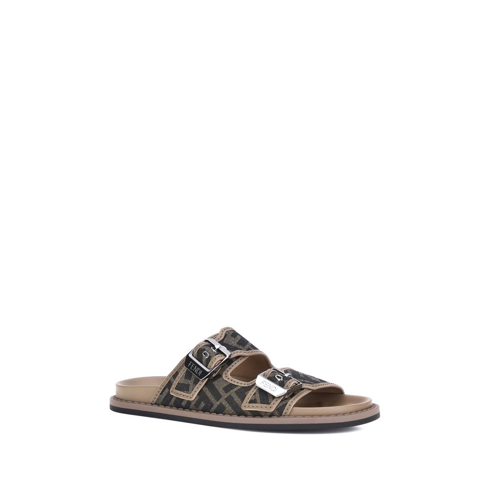 Fendi FF Double Buckle Flat Sandals